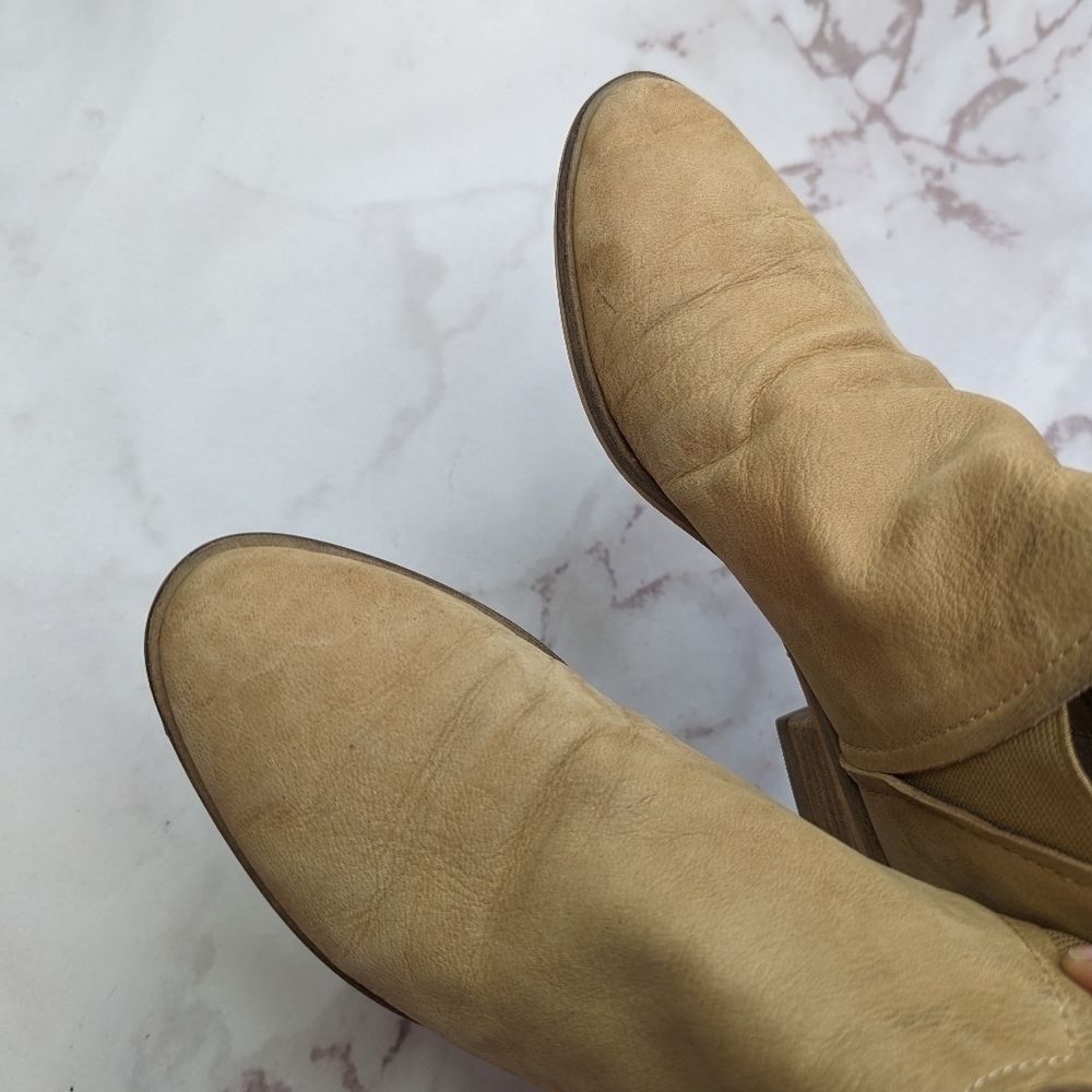 Dolce Vita Bootie Women 7 Ankle Nubuck Leather Brown Tan Chelsea Slip On Boot - Picture 7 of 11